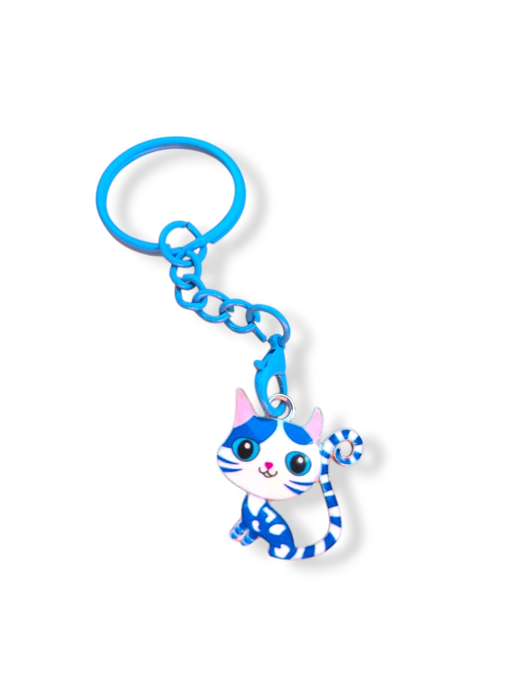 Cute Blue Cat Keychain Charm for Cats & Fans
